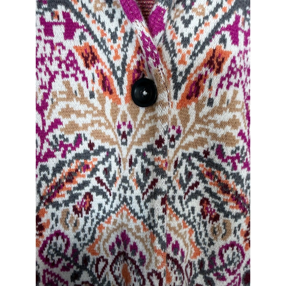 J. Jill Cardigan Sweater Jacket Medium Fall Colors Paisley Knit Blazer - Picture 4 of 12